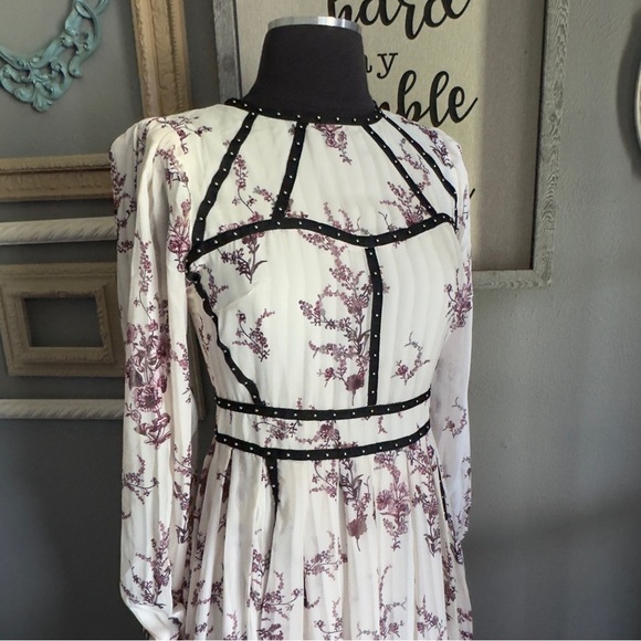 Karen Millen x Lydia Millen Floral Stud Trim Drama Maxi Dress - Picture 5 of 11